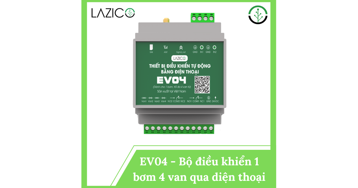 Bộ điều khiển từ xa qua điện thoại 1 bơm 4 van điện từ EW04 - LAZICO